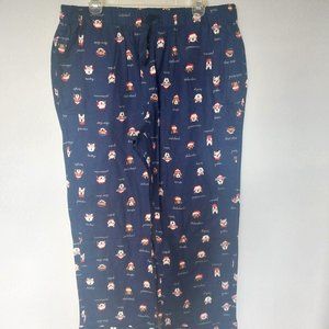Lands' End Navy Blue Christmas Dogs Holiday Print Flannel Pajama Bottoms NWOT